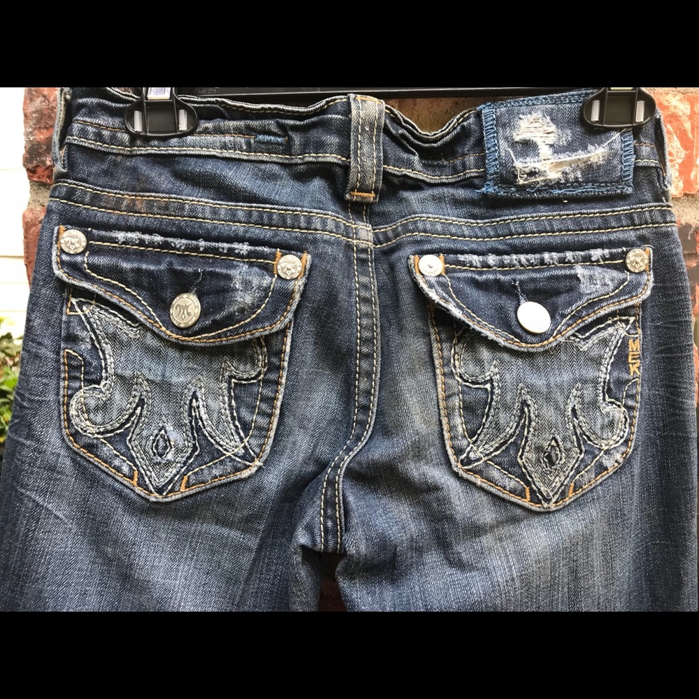 MEK distressed designer denim, size 26!